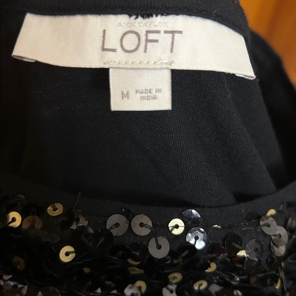 LOFT Black Sequin Blouse - Picture 6 of 7